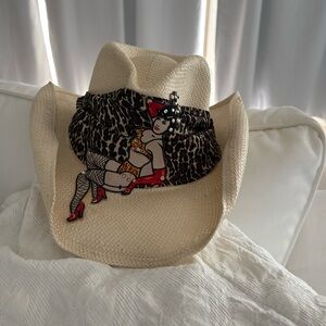 Vintage Leopard Print Cream Cowboy Hat